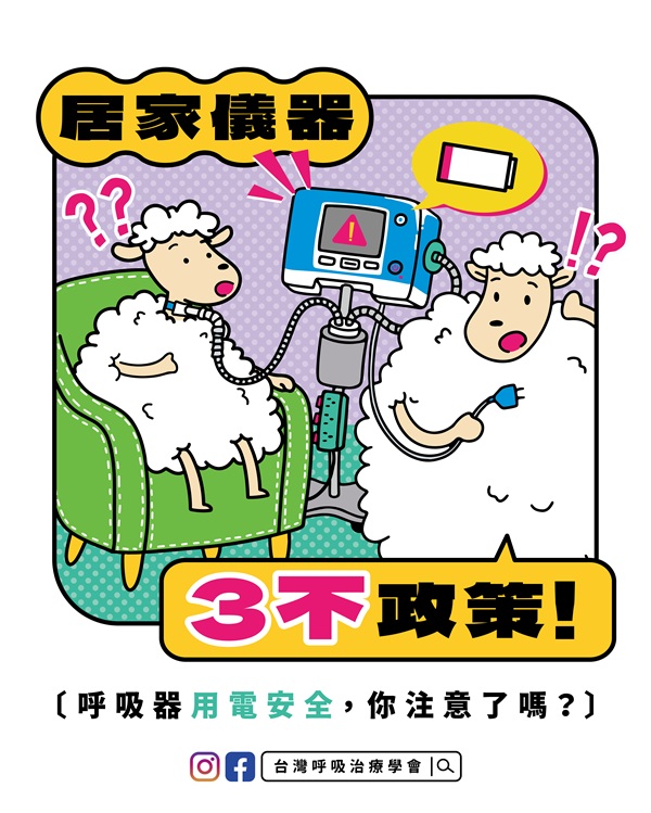 「居家儀器三不政策！」呼吸器用電安全，你注意了嗎？(標題圖檔)